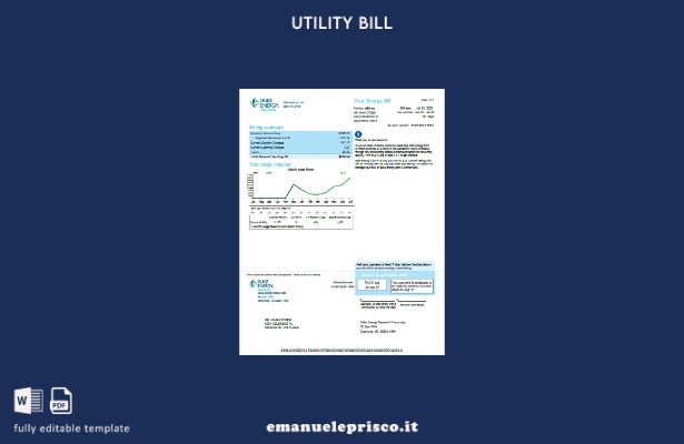 modello di versione della bolletta delle utenze USA Duke Energy in stile verif 3